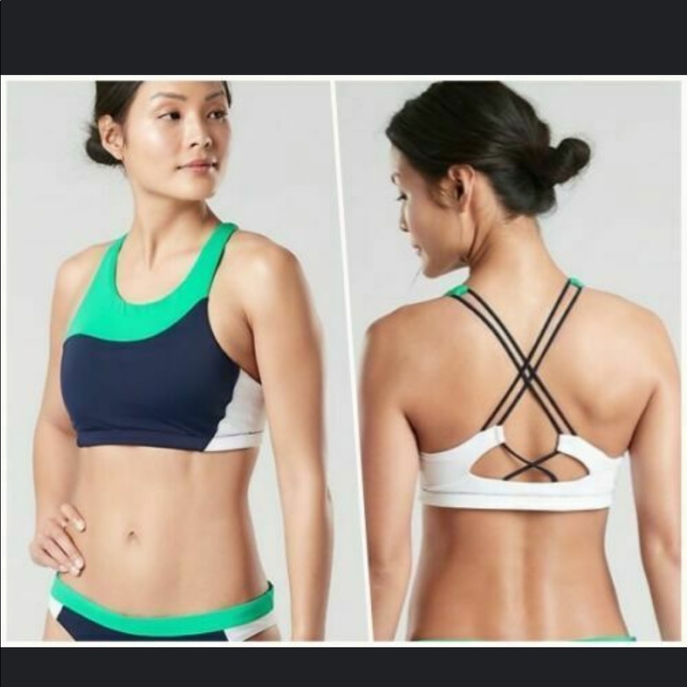 Athleta freestyle color block bikini high neck